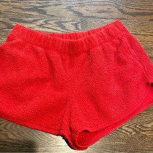 Aerie Vibrant Red Fleece Athletic Shorts